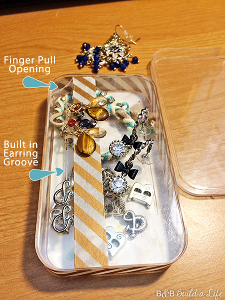 Turn an ipod touch box into a handy jewelry box acrylic travel jewelry box DIY washi tape at BandBBuildALife.com