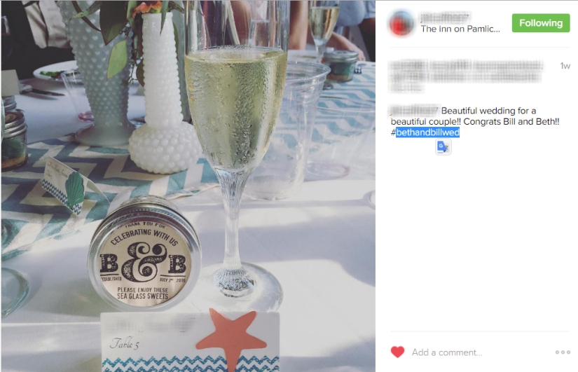 Instagram Hashtag used to collect wedding content